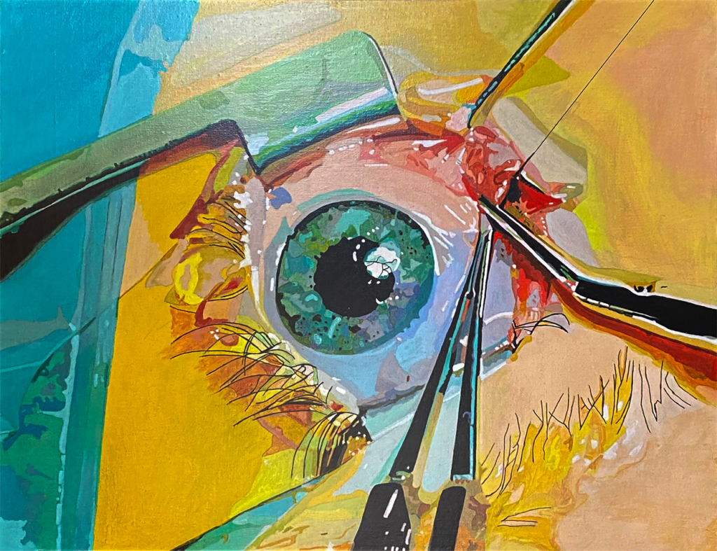 Acrylic Painting - Eye Surgery' by Lawrence Hubbs - Lawrence Hubbs' thought-provoking acrylic painting depicting an intense eye surgery scene, showcasing the meticulous details and precision of the medical procedure, evoking a sense of curiosity and contemplation.